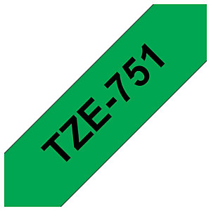 P-TOUCH TZe-751 zelfklevende labeltape, 24 mm x 8 m, zwart op groen
