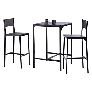 Pack de 1 guéridon Kool + 2 tabourets hauts Kool - Plateau Noir - Pieds Aluminium Pack de 1 guéridon Kool + 2 tabourets hauts Kool - Plateau Noir - Pieds Aluminium