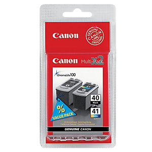 Pack 2 cartouches Canon PG 40 et CL 41 noir et couleurs pour imprimantes jet d'encre