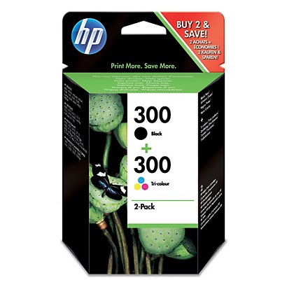 Pack 2 cartouches HP 300 noir et couleurs pour imprimantes jet d'encre
