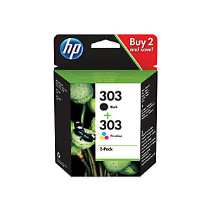 Pack 2 cartouches HP 303 noir et couleurs pour imprimantes jet d'encre