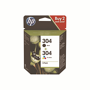 Pack 2 cartouches HP 304 noir et couleurs pour imprimantes jet d'encre Pack 2 cartouches HP 304 noir et couleurs pour imprimantes jet d'encre