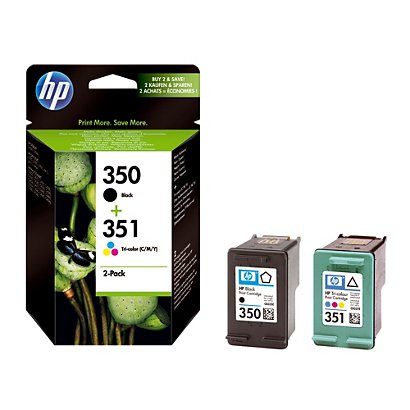 Pack 2 cartouches HP 350 et 351 noir et couleurs pour imprimantes jet d'encre
