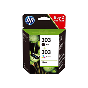Pack 2 cartridges HP 303 zwart en kleuren voor inkjet printers Pack 2 cartridges HP 303 zwart en kleuren voor inkjet printers