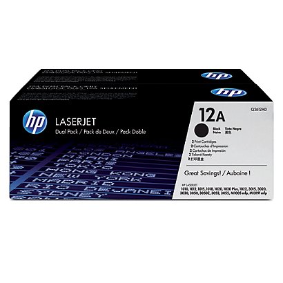 Pack 2 toners HP 12AD zwart voor laserprinters