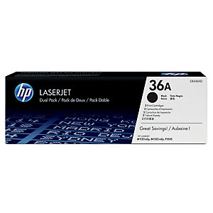 Pack 2 toners HP 36AD noir pour imprimantes laser