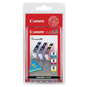Pack 3 cartridges Canon CLI-8 driekleurige voor inkjet printers