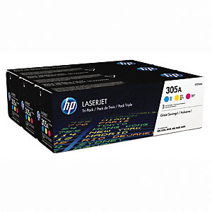 Pack de 3 toners HP 305A couleurs pour imprimantes laser