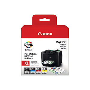 Pack 4 cartouches Canon PGI-2500 XL noir et couleurs pour imprimantes jet d'encre
