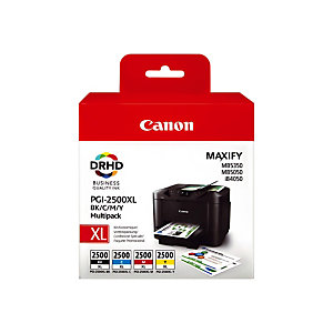 Pack 4 cartouches Canon PGI-2500 XL noir et couleurs pour imprimantes jet d'encre
