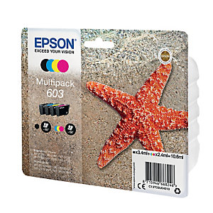 Pack 4 cartouches d'encre Epson 603 noire et couleurs pour imprimantes jet d'encre
