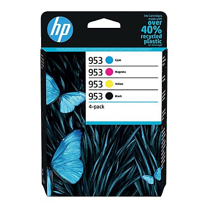Pack 4 cartouches d'encre noir et couleurs HP 953 pour imprimantes jet d'encre