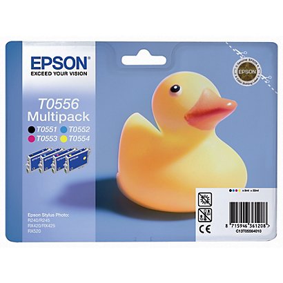 Pack 4 cartridges Epson T0556 zwart en kleuren (cyaan, magenta, geel) voor inkjet printers