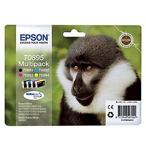 Pack 4 cartridges Epson T0895 zwart en kleuren voor inkjet printers