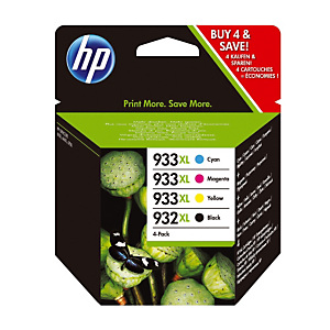 Pack 4 cartridges HP 932 XL / 933 XL zwart en kleuren voor inkjet printers Pack 4 cartridges HP 932 XL / 933 XL zwart en kleuren voor inkjet printers
