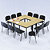 Pack 4 tables modulaires - DOMINOS - Rectangle 120 x 60 cm - Hêtre - pieds Noir + 12 chaises FIRST noires - 1
