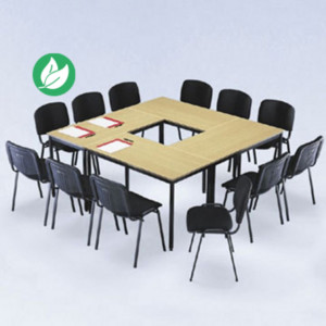 Pack 4 tables modulaires - DOMINOS - Rectangle 120 x 60 cm - Hêtre - pieds Noir + 12 chaises FIRST noires Pack 4 tables modulaires - DOMINOS - Rectangle 120 x 60 cm - Hêtre - pieds Noir + 12 chaises FIRST noires