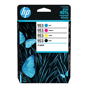 Pack 4 zwarte en gekleurde inktpatronen HP 953 voor inkjetprinters