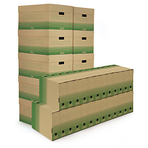 Pack 50 boîtes-archives + 10 caisses multi-usage recyclées RAJA