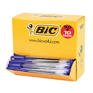Pack 90 + 10 stylos-bille Bic® Cristal Medium bleus