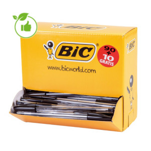 Pack 90 + 10 stylos-bille Bic® Cristal Medium noirs