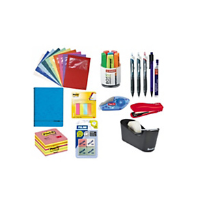 Pack Ahorro Top bolígrafos, cubilete con marcadores fluorescentes, cubo de notas, banderitas, corrector, cuaderno, dispensador con cinta adhesiva, subcarpetas, portaminas, minas, gomas de borrar y grapadora Pack Ahorro Top bolígrafos, cubilete con marcadores fluorescentes, cubo de notas, banderitas, corrector, cuaderno, dispensador con cinta adhesiva, subcarpetas, portaminas, minas, gomas de borrar y grapadora