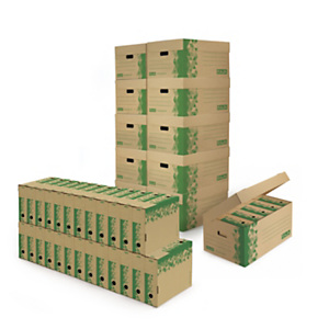 Pack archivage carton recyclé 50 boîtes-archives et 10 caisse multi-usages Pack archivage carton recyclé 50 boîtes-archives et 10 caisse multi-usages