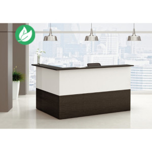 Pack Banque d'accueil Ola - Angle 90° + Module haut L.140 cm + Module haut L.80 cm - Noir / Blanc Pack Banque d'accueil Ola - Angle 90° + Module haut L.140 cm + Module haut L.80 cm - Noir / Blanc