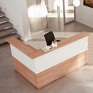 Pack banque d'accueil OLA noyer naturel/blanc Pack banque d'accueil OLA noyer naturel/blanc