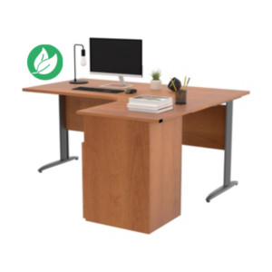 Pack Bureau d'angle compact retour à droite Pronto Métal - L.160 x P.100 cm - Plateau Aulne - Pieds L Anthracite + Caisson hauteur bureau Pack Bureau d'angle compact retour à droite Pronto Métal - L.160 x P.100 cm - Plateau Aulne - Pieds L Anthracite + Caisson hauteur bureau