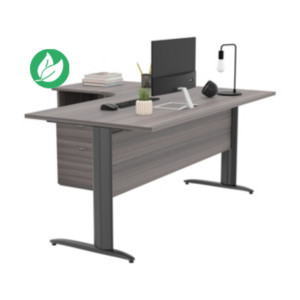 Pack Bureau d'angle compact retour à gauche Pronto Métal - L.160 x P.100 cm - Plateau Cendre - Pieds L Anthracite + Caisson hauteur bureau Pack Bureau d'angle compact retour à gauche Pronto Métal - L.160 x P.100 cm - Plateau Cendre - Pieds L Anthracite + Caisson hauteur bureau