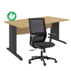 Pack Bureau droit Activity Métal L.160 x P.80 cm Plateau Hêtre - Pieds L Anthracite + Siège Théo maille / Tissu Noir Pack Bureau droit Activity Métal L.160 x P.80 cm Plateau Hêtre - Pieds L Anthracite + Siège Théo maille / Tissu Noir