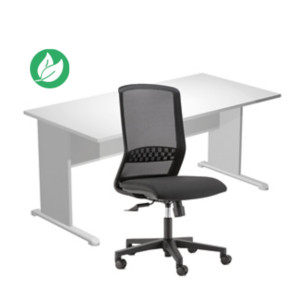 Pack Bureau droit Pronto Bois - L.160 x P.80 cm - Plateau Blanc - Pieds L Aluminium + siège Tekna Tissu Noir Pack Bureau droit Pronto Bois - L.160 x P.80 cm - Plateau Blanc - Pieds L Aluminium + siège Tekna Tissu Noir