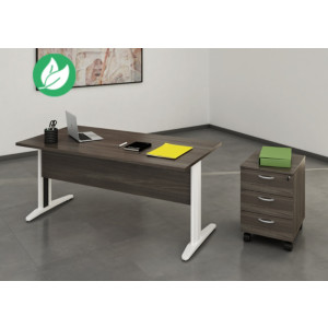 Pack Bureau droit Pronto Métal - L.140 x P.80 cm - Plateau Cendre - Pieds L Blanc + Caisson mobile 3 tiroirs Pack Bureau droit Pronto Métal - L.140 x P.80 cm - Plateau Cendre - Pieds L Blanc + Caisson mobile 3 tiroirs