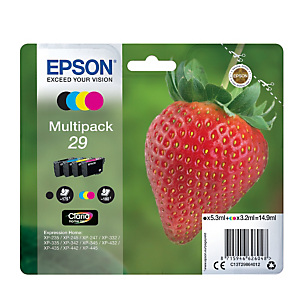 Pack de cartouches d'encre Epson 29 "Fraise" noir + couleurs pour imprimantes jet d'encre Pack de cartouches d'encre Epson 29 "Fraise" noir + couleurs pour imprimantes jet d'encre
