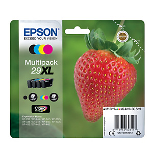 Pack de cartouches d'encre Epson 29 XL "Fraise" noir + couleurs pour imprimantes jet d'encre Pack de cartouches d'encre Epson 29 XL "Fraise" noir + couleurs pour imprimantes jet d'encre