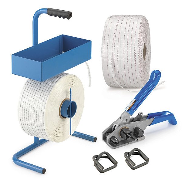 Pack de cerclage textile fil à fil RAJA, renforcée, 16 mm x 600 m