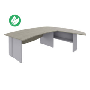 Pack Direction Activity : Bureau + retour courbes L.230 x P.192 cm - Plateau Chêne gris - Pieds pleins Aluminium Pack Direction Activity : Bureau + retour courbes L.230 x P.192 cm - Plateau Chêne gris - Pieds pleins Aluminium