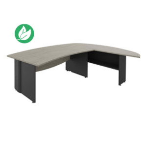 Pack Direction Activity : Bureau + retour courbes L.230 x P.192 cm - Plateau Chêne gris - Pieds pleins Anthracite Pack Direction Activity : Bureau + retour courbes L.230 x P.192 cm - Plateau Chêne gris - Pieds pleins Anthracite