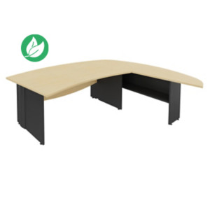 Pack Direction Activity : Bureau + retour courbes L.230 x P.192 cm - Plateau Hêtre - Pieds pleins Anthracite Pack Direction Activity : Bureau + retour courbes L.230 x P.192 cm - Plateau Hêtre - Pieds pleins Anthracite