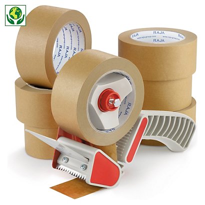 Pack mini-colis ruban adhésif en papier kraft RAJATAPE + 1 dévidoir  économique