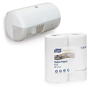 Pack papiers toilette Premium + distributeur Tork twin
