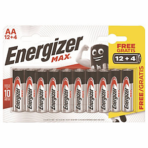 Pack promo 12 piles alcalines Energizer LR 06 - Type AA + 4 offertes