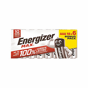 Pack promo 18 piles alcalines Energizer Max  LR 03 - Type AAA + 6 offertes.