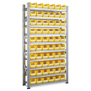 Pack rayonnage en acier galvanisé avec bacs à bec plastique