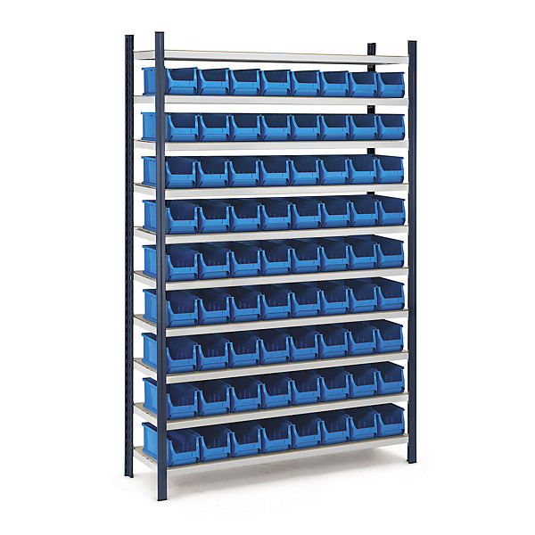 Pack rayonnage en acier époxy + 72 bacs à bec plastique 4 l rouge - 1