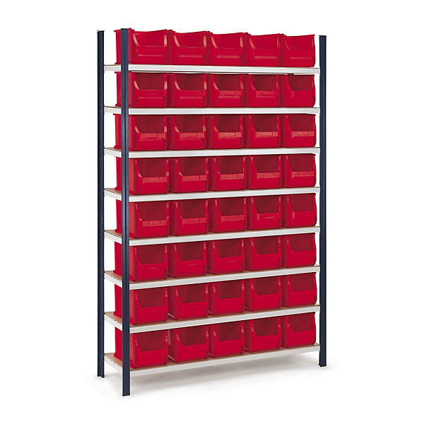 Pack de rayonnage avec bacs à bec plastique 10 l