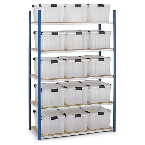 Pack rayonnage avec bacs de rangement transparents 50 l - 1