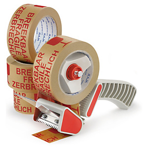 Pack ruban adhésif en papier pré-imprimé + dévidoir Raja Pack ruban adhésif en papier pré-imprimé + dévidoir Raja