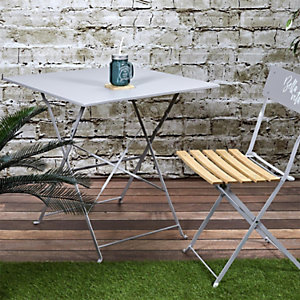 Pack table carrée + 2 chaises pliantes Sicile en métal Usage extérieur - Taupe